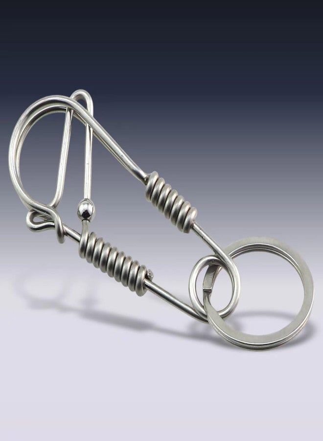 ZQIY 65mm Length Handcrafted Stainless Steel Keyring with Key Loop Metal Buckle Climbing Carabiner Suitable for Daily Use and Outdoor Activities - Image 3