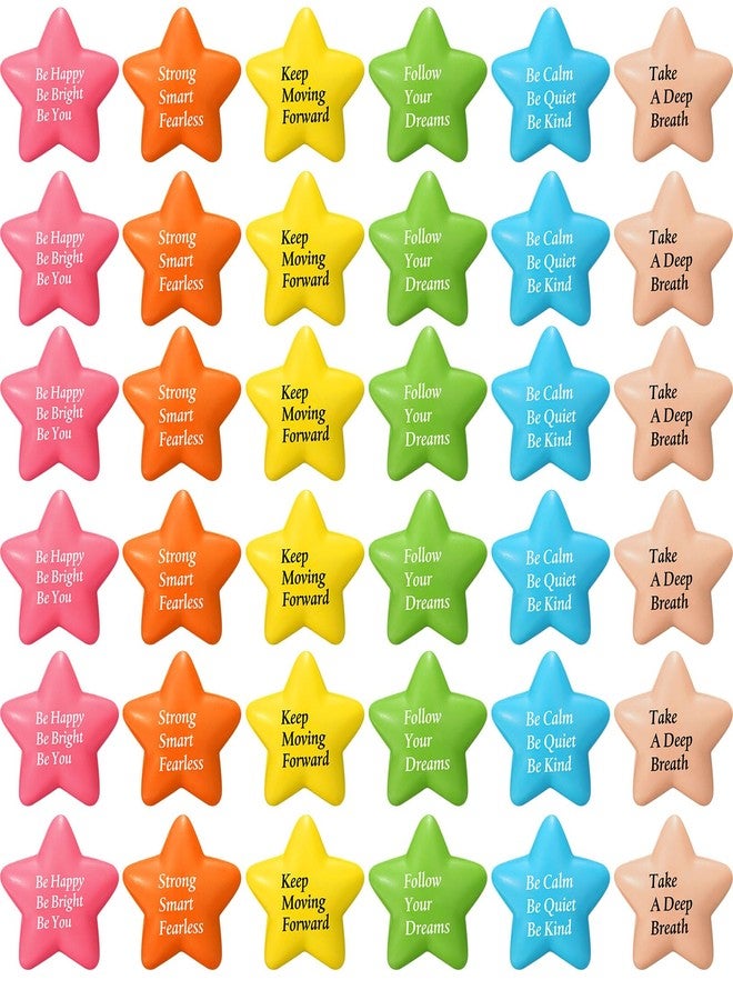 اوريهير 36 قطعة من كرات تخفيف التوتر التحفيزية، كرات إسفنجية ملونة ومضحكة وملهمة، تمارين يدوية لتخفيف التوتر، هدايا للمكتب، ألعاب صغيرة لتخفيف القلق، مصدر تحفيزي (نجمة) - Image 1
