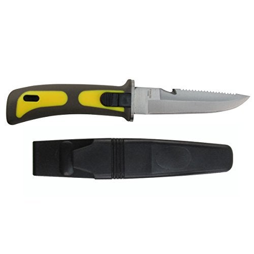 Treasure Gurus 9" Stainliess Steel Blade Yellow Dive Knife with Line Cutter and Arm or Leg Straps - Image 4