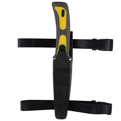 Treasure Gurus 9" Stainliess Steel Blade Yellow Dive Knife with Line Cutter and Arm or Leg Straps - Image 1