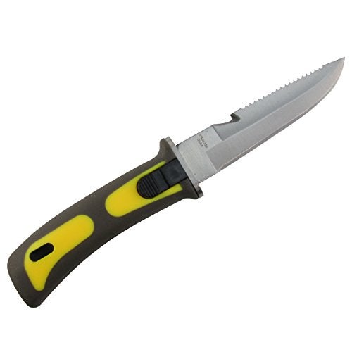 Treasure Gurus 9" Stainliess Steel Blade Yellow Dive Knife with Line Cutter and Arm or Leg Straps - Image 5