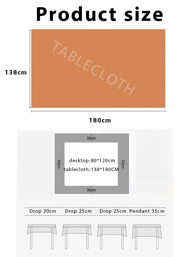 مفرش طاولة 138*180 سم، مفرش طاولة فاخر خفيف الوزن مقاوم للماء والزيت والحرارة وقابل للغسل، مفرش طاولة طعام بسيط من البولي فينيل كلوريد، مفرش طاولة مستطيل شديد التحمل مقاوم للتجاعيد، للمنزل أو في الهواء الطلق - Image 2
