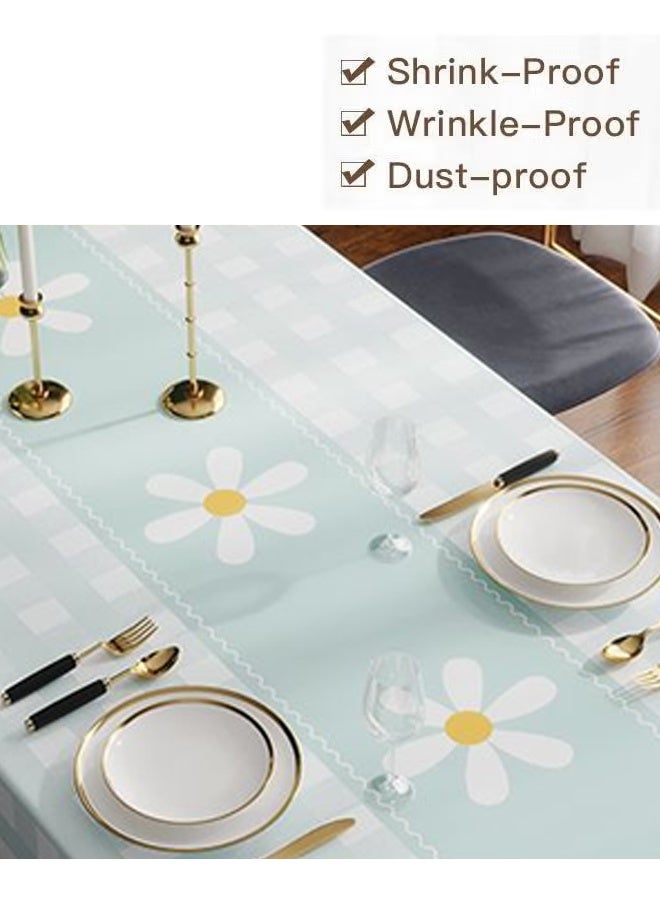 مفرش طاولة 138*180 سم، مفرش طاولة فاخر خفيف الوزن مقاوم للماء والزيت والحرارة وقابل للغسل، مفرش طاولة طعام بسيط من البولي فينيل كلوريد، مفرش طاولة مستطيل شديد التحمل مقاوم للتجاعيد، للمنزل أو في الهواء الطلق - Image 4