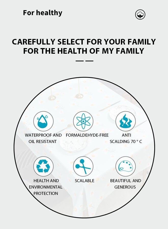 مفرش طاولة 138*180 سم، مفرش طاولة فاخر خفيف الوزن مقاوم للماء والزيت والحرارة وقابل للغسل، مفرش طاولة طعام بسيط من البولي فينيل كلوريد، مفرش طاولة مستطيل شديد التحمل مقاوم للتجاعيد، للمنزل أو في الهواء الطلق - Image 3