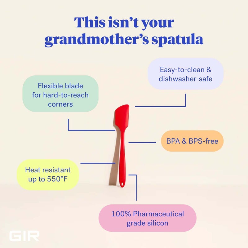 GIR: Get It Right Silicone Kitchen Spatula - Non-toxic Cooking Utensils for Nonstick Cookware, Cooking and Baking, Skinny - 11IN - Red - Image 2