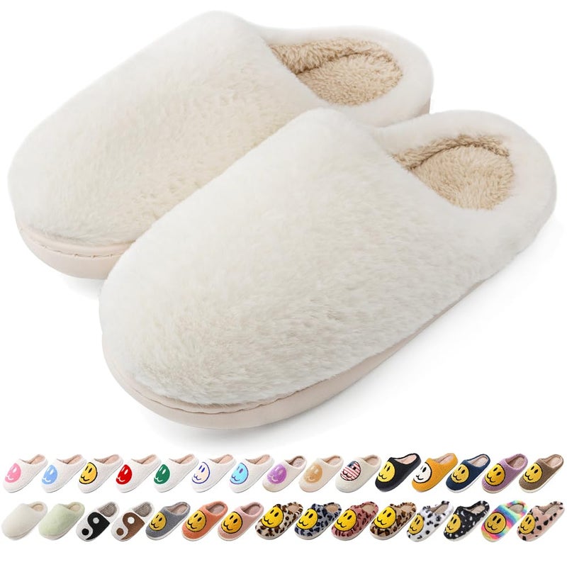 AIMINUO Womens Mens Fuzzy Slippers Imitation Bunny Fur Comfy Warm Plush SlipOn House Slipper for Winter Indoor Soft Cushion Nonslip Fluffy Slides Slippers Ivory Size 859 Women758 Men - Image 2