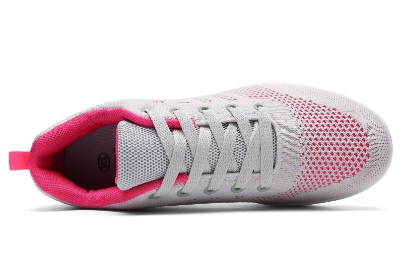 DADAWEN Women's Slip On Breathable Mesh Walking Tennis Shoes Lightweight Comfort Wedge Platform Casual Sneakers for Gym Travel Work Gray/Hot Pink US Size 7.5 - Image 5