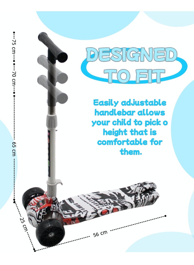 إيزي فيتشور سكوتر EASY FUTURE القابل للطي للأطفال بمقبض قابل لتعديل الارتفاع، وعجلات LED من البولي يوريثان، وفرامل خلفية وموسيقى - مثالي للأعمار من 3 إلى 8 سنوات - Image 2