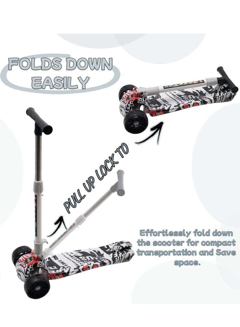 إيزي فيتشور سكوتر EASY FUTURE القابل للطي للأطفال بمقبض قابل لتعديل الارتفاع، وعجلات LED من البولي يوريثان، وفرامل خلفية وموسيقى - مثالي للأعمار من 3 إلى 8 سنوات - Image 3