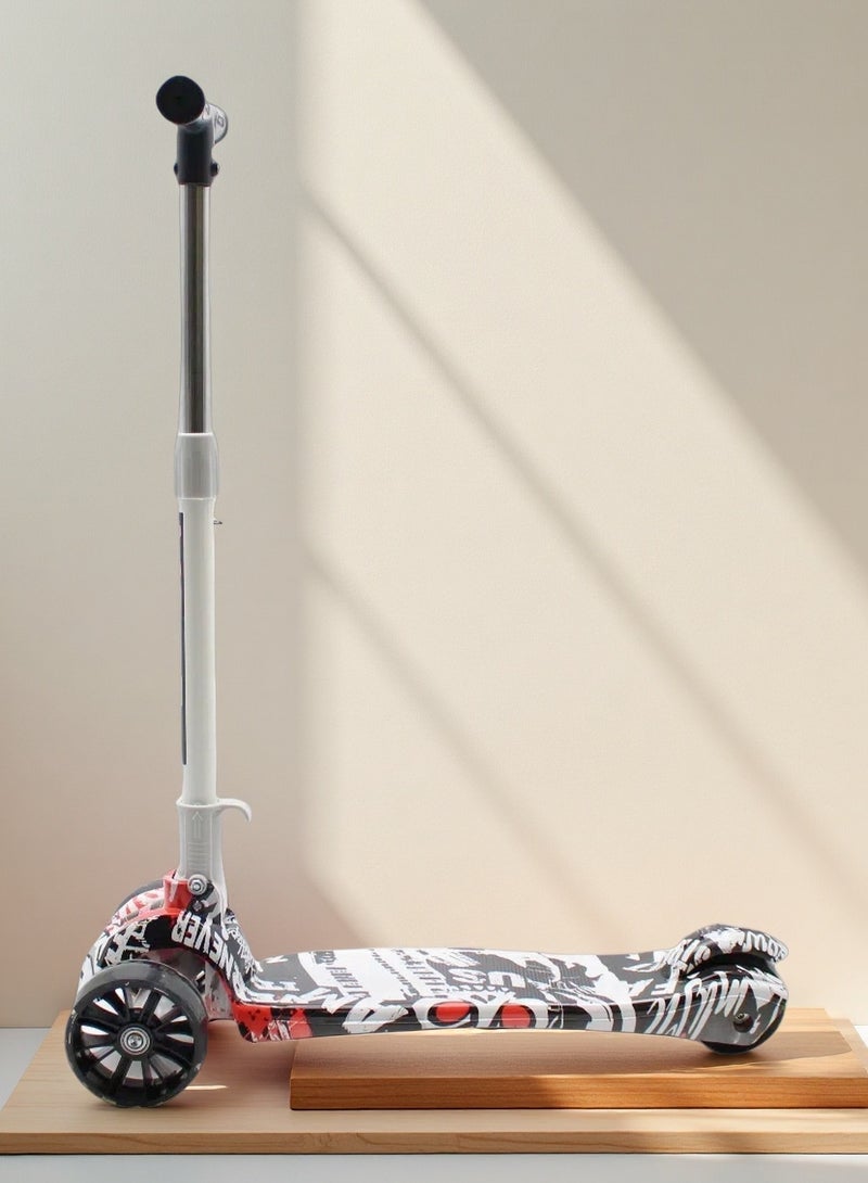 إيزي فيتشور سكوتر EASY FUTURE القابل للطي للأطفال بمقبض قابل لتعديل الارتفاع، وعجلات LED من البولي يوريثان، وفرامل خلفية وموسيقى - مثالي للأعمار من 3 إلى 8 سنوات - Image 1