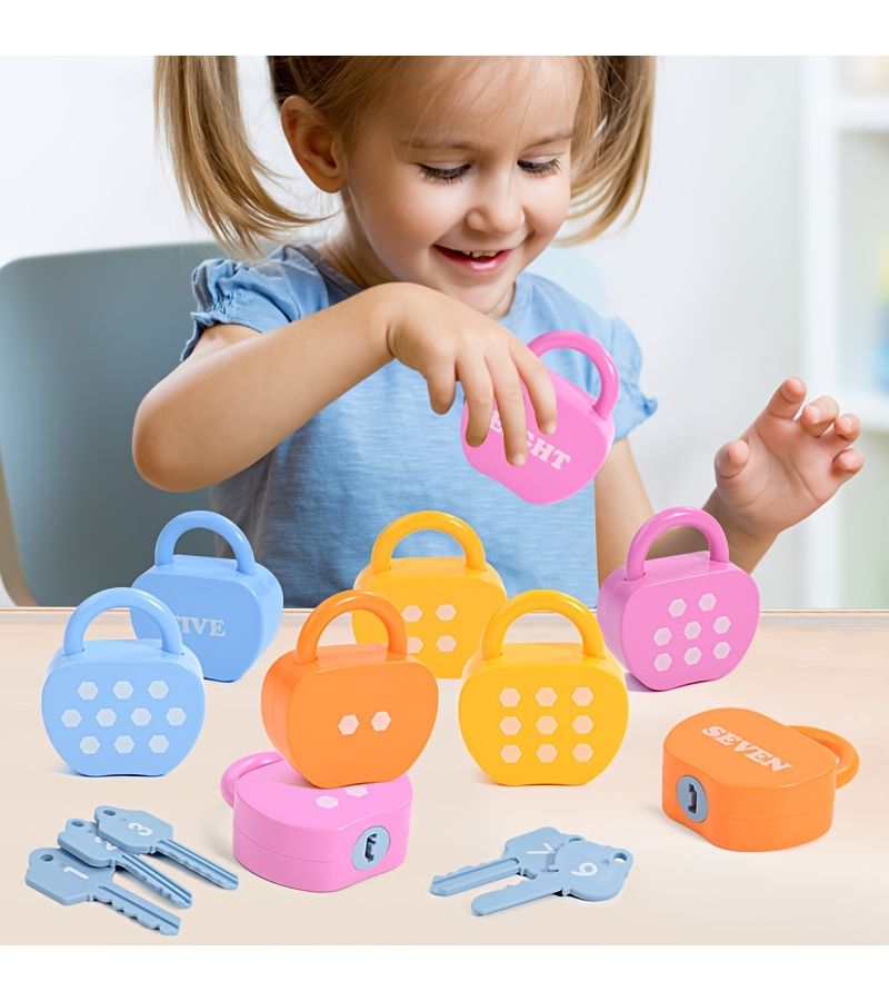 10 Piece Set Kids Educational Matching Game With Colored Keys And Locks For Cognitive Development - Image 4