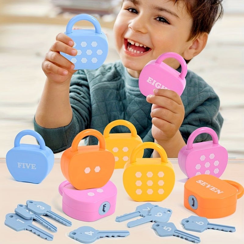 10 Piece Set Kids Educational Matching Game With Colored Keys And Locks For Cognitive Development - Image 1
