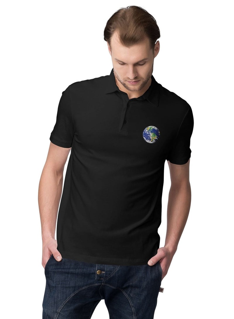 MERCH Planet Earth Printed Polo Collared T-Shirt - Wear Your Love for the Planet - Image 1