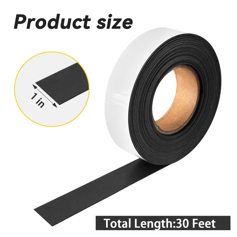 JINGZHAN Magnetic Labels 1 Inch x 30 Ft Roll - No Adhesive Backing, Dry Erase Surface - Reusable Magnetic Tool Box Labels & Magnetic Name Tags - Dry Erase Magnets for Whiteboard, Classroom, Locker, Toolbox - Image 2