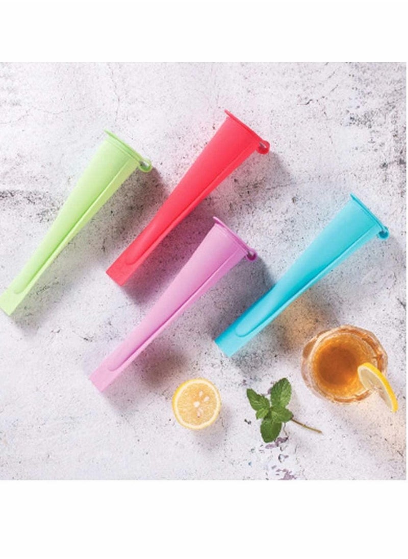 Y&D - Popsicle Mould Ice Pop Silicone Cream Maker with Attached Lids, Freezer Tube, Frozen Lolly Forms Reusable Dishwasher Safe Easy Clean No Mess, for Your Kids, Multi Color Set of 4 - Image 1