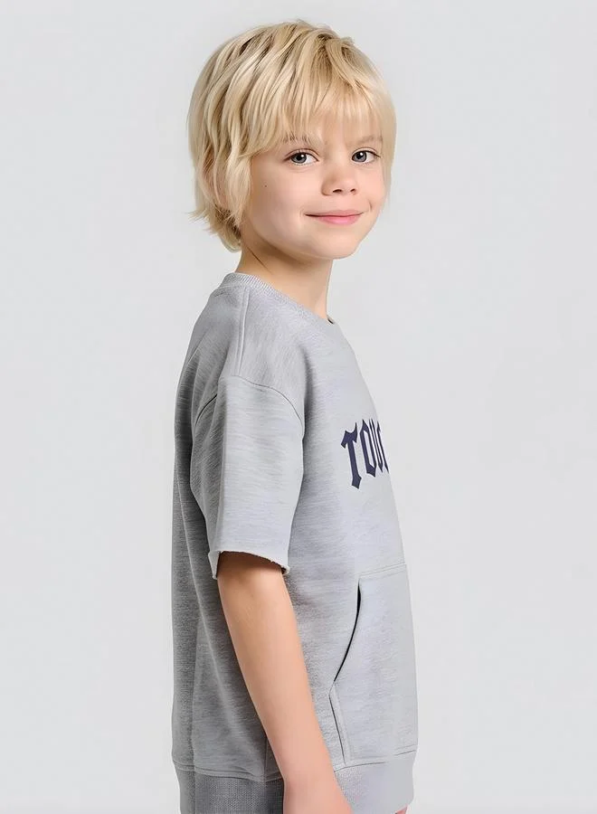 تايك تو Boys Kangaroo Pocket Oversized T-Shirt By Juniorloom