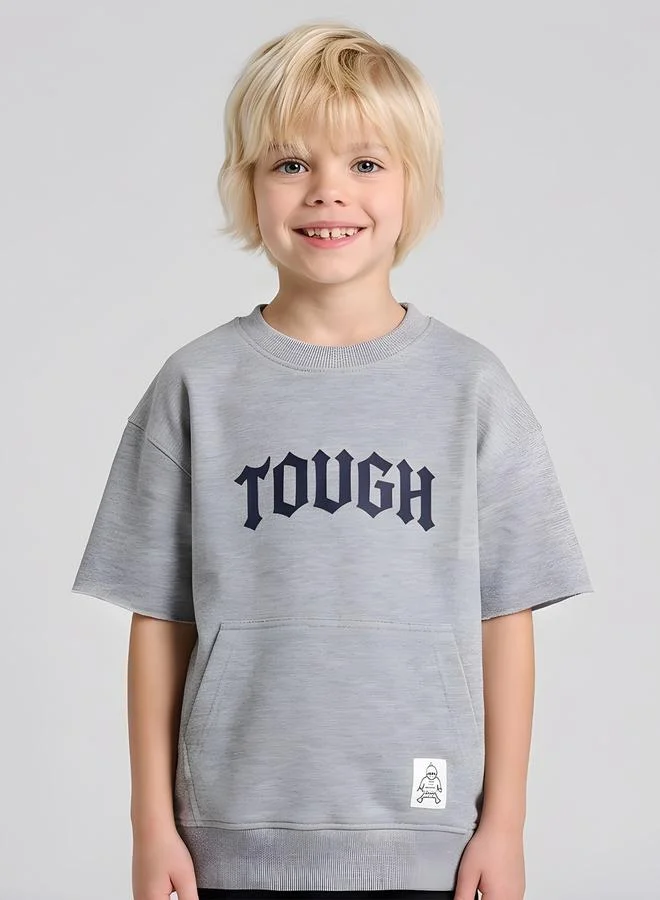 تايك تو Boys Kangaroo Pocket Oversized T-Shirt By Juniorloom