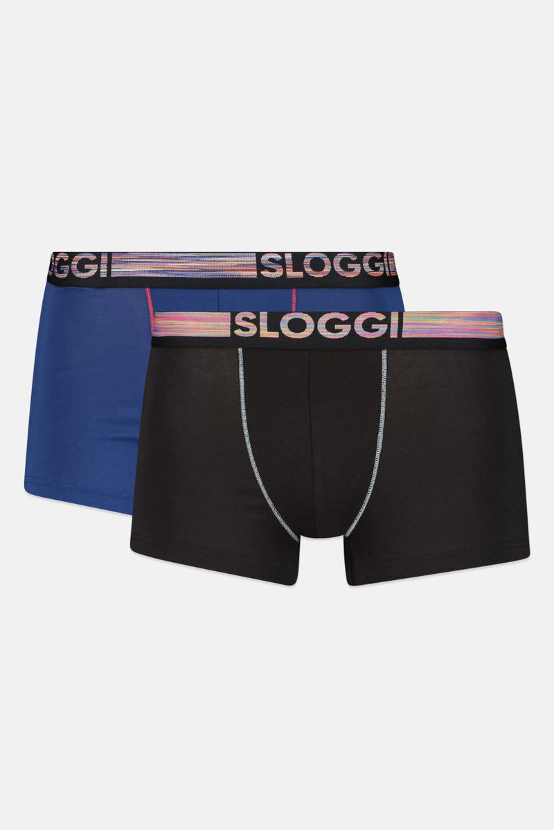sloggi Men 2 Pieces Brand Logo Boxer Brief, Multicolor - Image 1