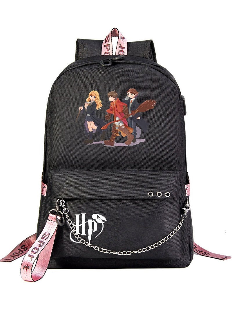 Harry Potter Cartoon Print Student Youth Large Capacity Backpack For Men And Women