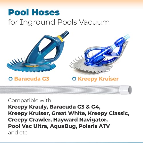 ANTOBLE 48" Universal Pool Vacuum Hose Replacement for Kreepy Krauly, Baracuda G3/G4, Hayward Navigator, Pool Vac Ultra, AquaBug, Creepy Crawler & More (White, 2 Pack) - Image 3