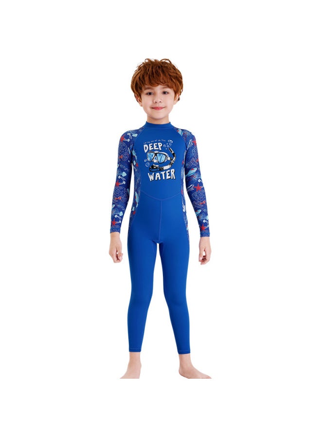 New Children's Swimsuit Women's One-piece Swimsuit Men's Long-sleeved Sunscreen Swimming Quick-drying Hot Spring Wetsuit For Middle School Students