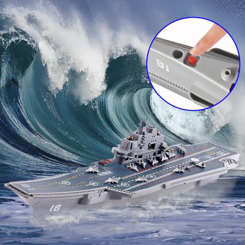 OTONOPI Aircraft Carrier Naval Ship Model Warship Battleship with Lights and Sounds Pull Back Toy Car Vehicle for Kids Room Decoration Party Favor - Image 5