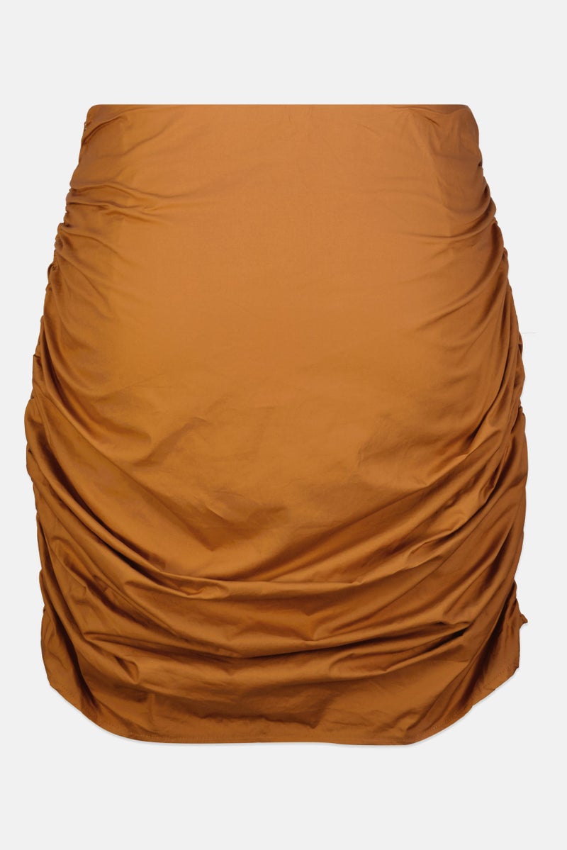 PUBLIC DESIRE تنورات ميني كاجوال منقوشة بحجم كيرف للنساء، بني - Image 3