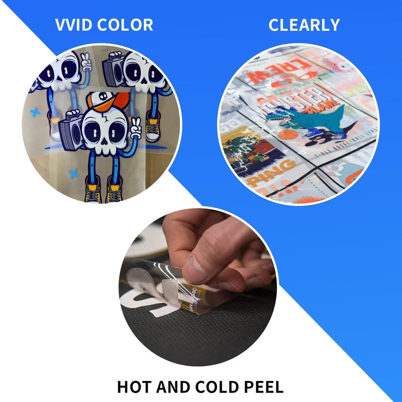 Welacer 100 Sheets DTF Transfer Film Paper A4 Double Sided Thick Clear Pretreat Sheets, PET Heat Transfer Paper for Epson Inkjet Printer DTG Printer Direct Print On T Shirts Textile - Image 2