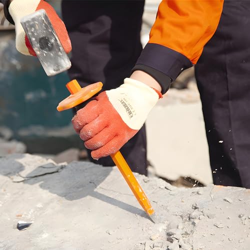 Finder 12-Inch Heavy Duty Flat Chisel with Hand Protection, Flat Head, Demolishing/Masonry/Carving/Concrete Breaker Chisels with Bi-Material Hand Guard - Image 5