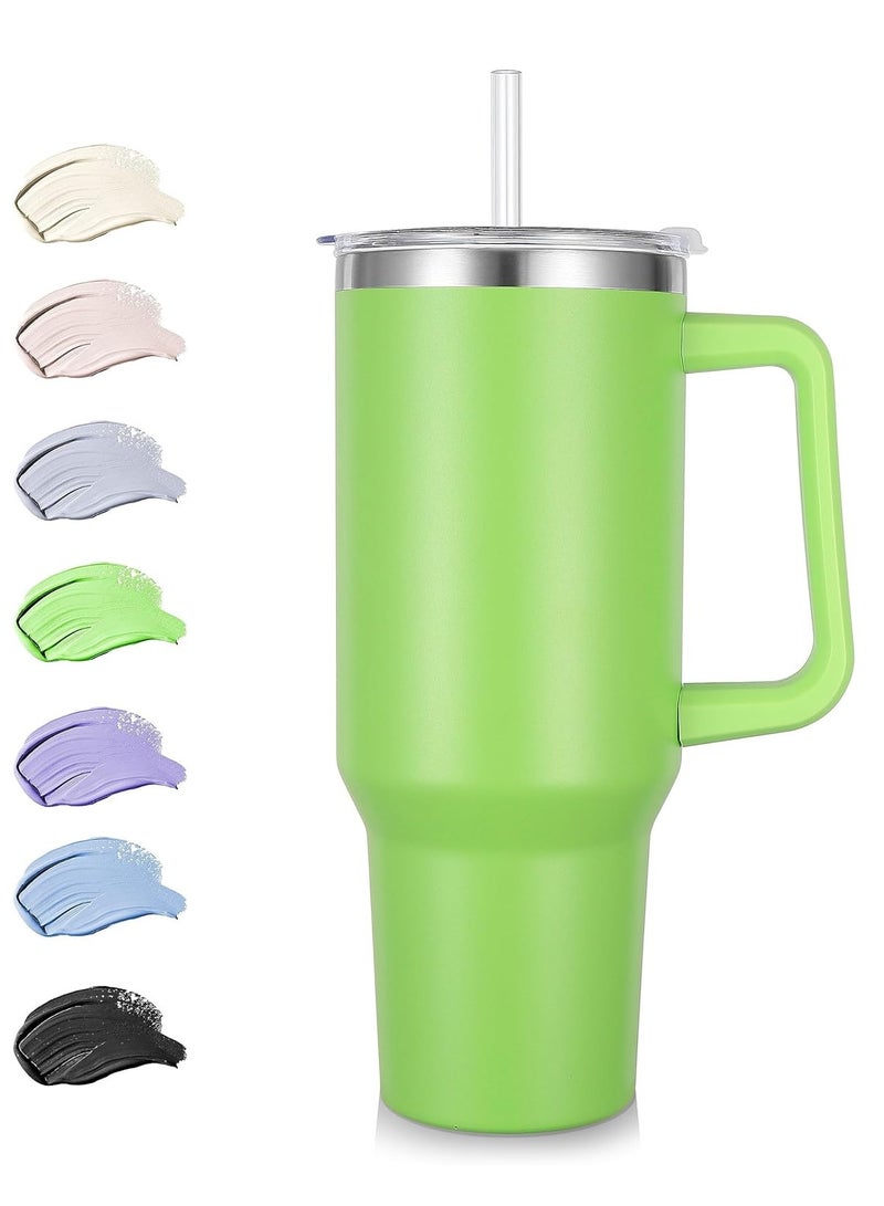 Cool Baby COOLBABY (1.2L) tumbler with handle and straw, insulated stainless steel tumbler with 2 In 1 Lid, double vacuum travel mug coffee cup(Green）. - Image 1