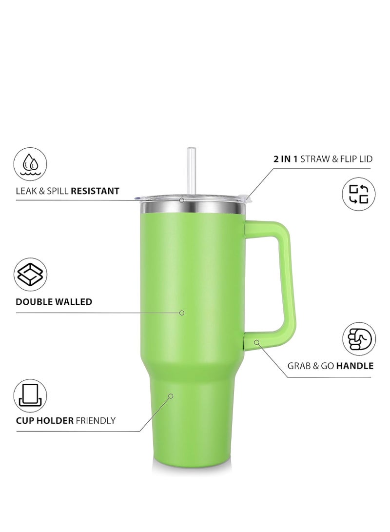Cool Baby COOLBABY (1.2L) tumbler with handle and straw, insulated stainless steel tumbler with 2 In 1 Lid, double vacuum travel mug coffee cup(Green）. - Image 2