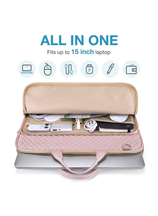 BAGSMART BAGSMART Protective Sleeve case Compatible with MacBook Pro 16 Inch,15.6 inch, HP,Dell,Acer Aspire,Asus Notebook,Laptop with Shoulder Strap,Pocket,Handle,Pink  - Image 3