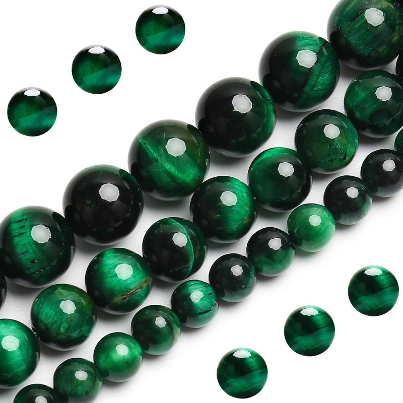Natural Green Tiger Eye Beads Grade AAA Gemstone Round Loose Beads 8MM 100PCs Bulk Lot Options Semi Precious Stone Beads for Jewelry Making