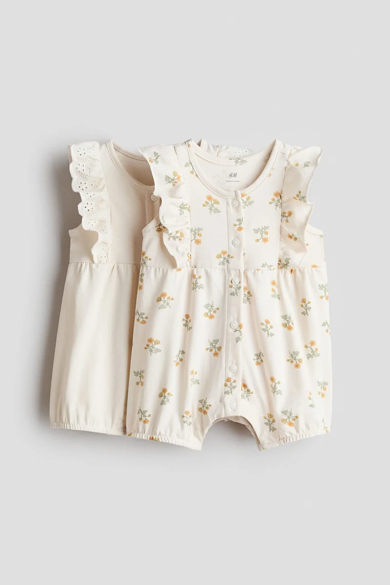 H&M 2-pack frill-detail romper suits