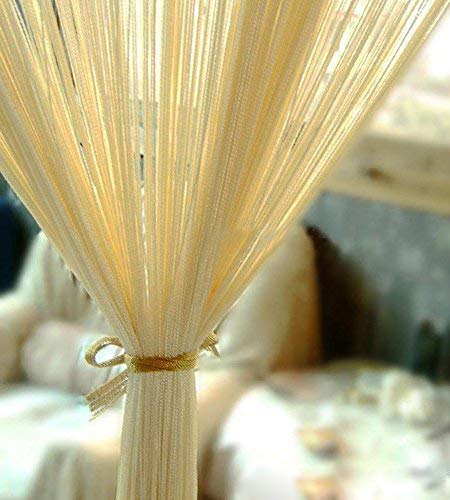 Pindia Decorative Divider String Thread Room Door Curtain-Cream- 7ft x 4ft - Image 5