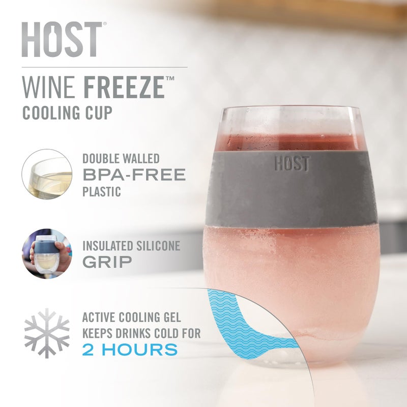 Host Wine Freeze Cooling Cups, Grey (Set of 2) - Image 2
