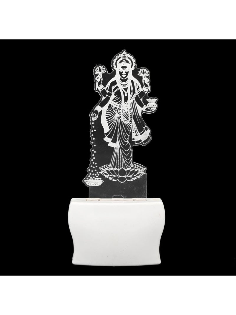Somil Goddess of Wealth Maa Laxmi 3D Illusion LED Plug & Play Wall Lamp, Self Color Changing, Dia: 5 X 10 X 5 Cm - Image 1