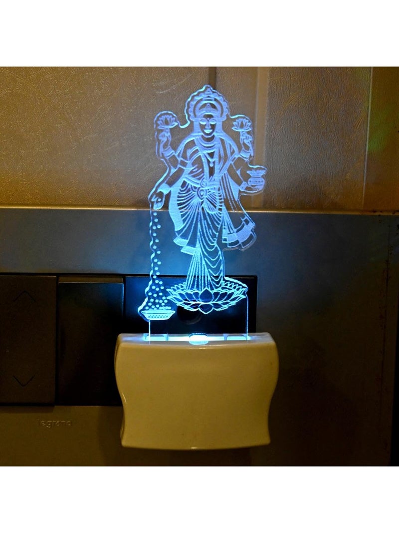Somil Goddess of Wealth Maa Laxmi 3D Illusion LED Plug & Play Wall Lamp, Self Color Changing, Dia: 5 X 10 X 5 Cm - Image 2