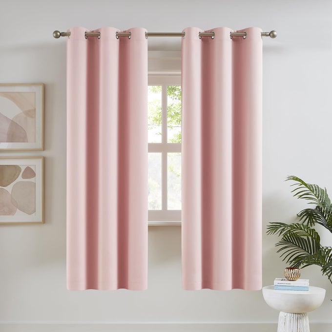 Pink Curtains for Bedroom 72 Inch Length Darkening Curtains for Girls Room Decoration Baby Pink Thermal Insulated Blackout Window Drape 42x72 Set of 2 Panels Grommet Top