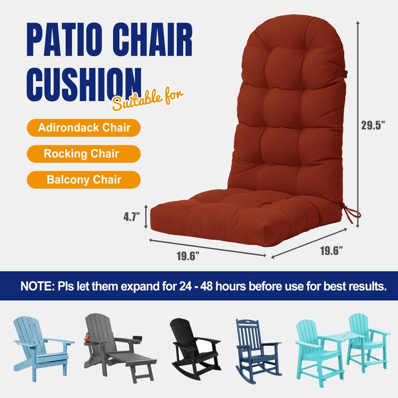 YEFU Adirondack Chair Cushion, Rocking Chair Cushions high Back, Thickened Patio Chair pad for Indoor and Outdoor, 49x20x4.7 inch, Burnt Orange, 2-Pack - Image 2