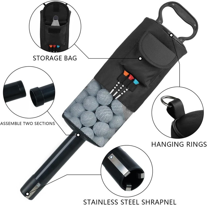 HOW TRUE Golf Ball Retriever, Portable Shag Bag Golf Ball Pick Up with Removable Plastic Tube, Pocket Shagger Storage - Image 3