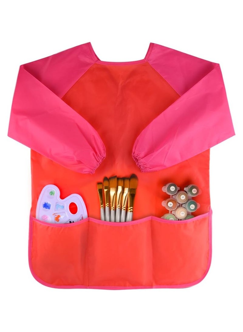 جاكيت رسم للأطفال، جاكيت رسم للأطفال، مريلة رسم للأطفال بأكمام طويلة مقاومة للماء مع 3 جيوب للأطفال من 3-8 سنوات - Image 1