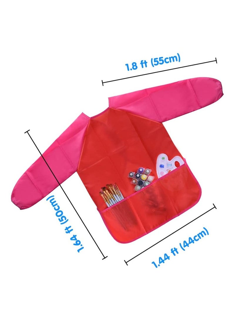 جاكيت رسم للأطفال، جاكيت رسم للأطفال، مريلة رسم للأطفال بأكمام طويلة مقاومة للماء مع 3 جيوب للأطفال من 3-8 سنوات - Image 2