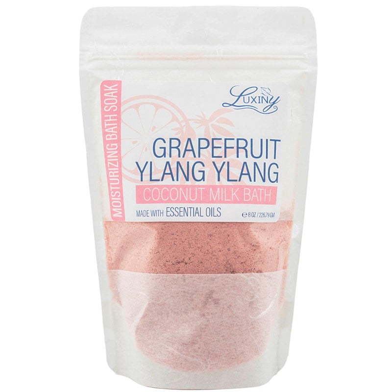 Luxiny Vegan Milk Bath Soak Made with Moisturizing Coconut Milk Powder & Sweet Almond Oil for a Bath Bomb Dust Soothing Fizz & Relaxing Soak  8 oz. (Grapefruit Yang Yang) - Image 1