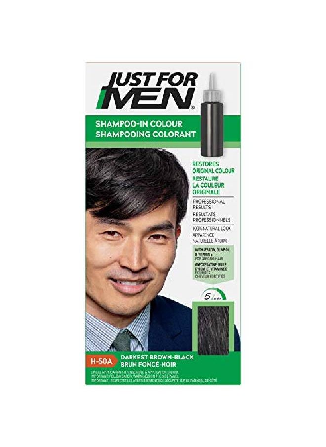 Just For Men شامبوين H50 صبغة شعر بني داكن/أسود (عبوة من 3 قطع)  - Image 2