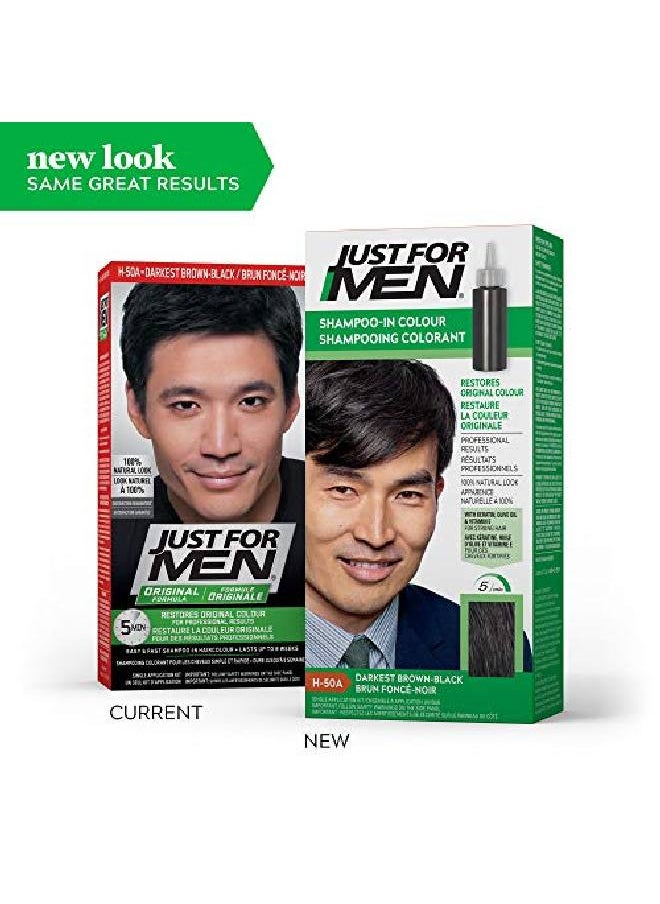 Just For Men شامبوين H50 صبغة شعر بني داكن/أسود (عبوة من 3 قطع)  - Image 3