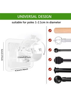 GUSGU 8PCS Self Adhesive Curtain Brackets, No Drilling Curtain  Holder Hooks, Clear Plastic Adjustable Curtain Hooks Curtain Hangers for Bathroom, Bedroom Transparent  ﻿  - Image 2