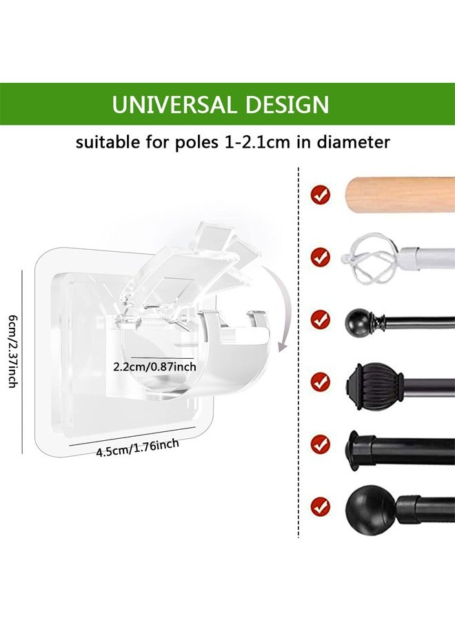 GUSGU 8PCS Self Adhesive Curtain Brackets, No Drilling Curtain  Holder Hooks, Clear Plastic Adjustable Curtain Hooks Curtain Hangers for Bathroom, Bedroom Transparent  ﻿ - Image 2