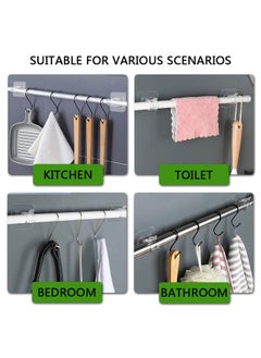 GUSGU 8PCS Self Adhesive Curtain Brackets, No Drilling Curtain  Holder Hooks, Clear Plastic Adjustable Curtain Hooks Curtain Hangers for Bathroom, Bedroom Transparent  ﻿  - Image 4