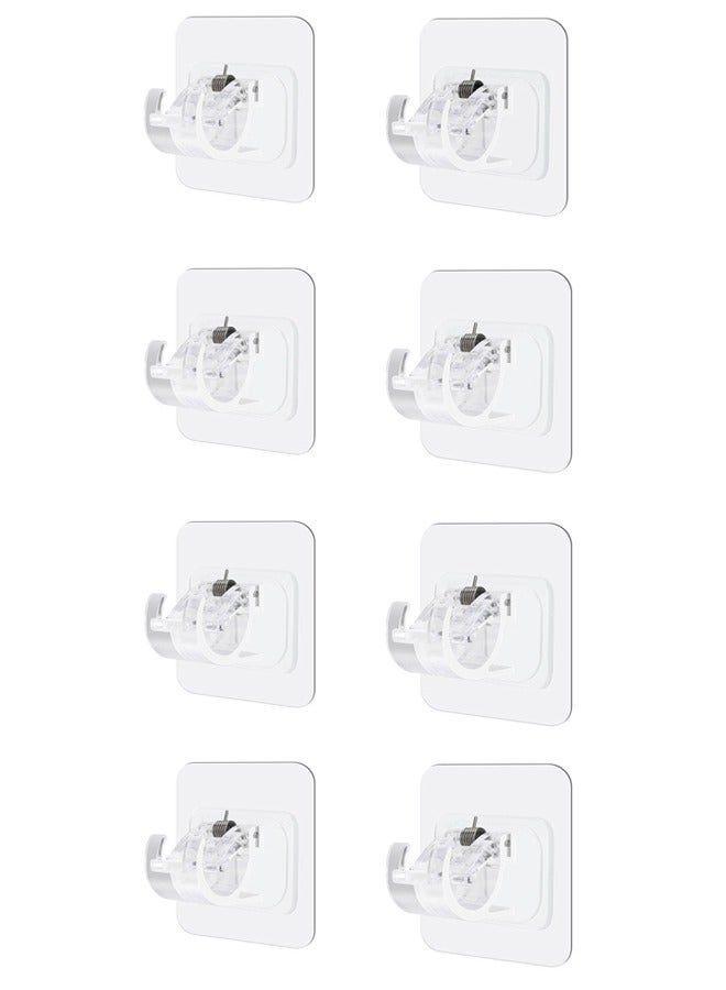 GUSGU 8PCS Self Adhesive Curtain Brackets, No Drilling Curtain  Holder Hooks, Clear Plastic Adjustable Curtain Hooks Curtain Hangers for Bathroom, Bedroom Transparent  ﻿ - Image 1